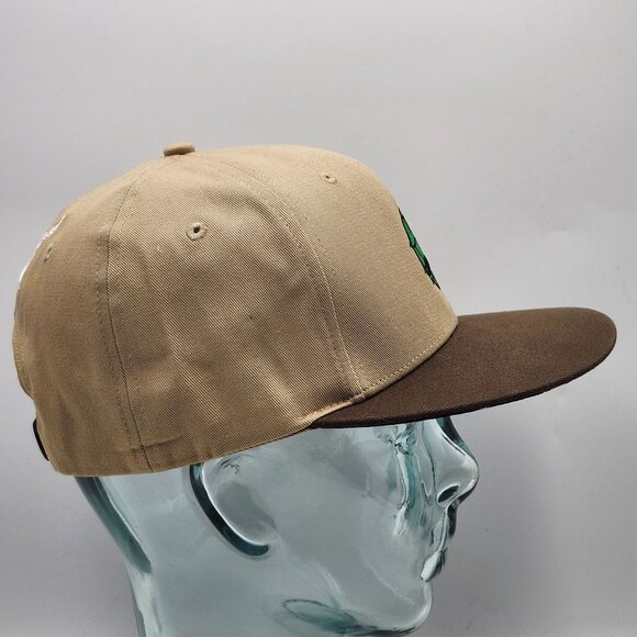 Beer Snobiety Snapback Flatbill Hat Embroidered Green Hop Bomb Logo Tan Brown - Picture 4 of 10